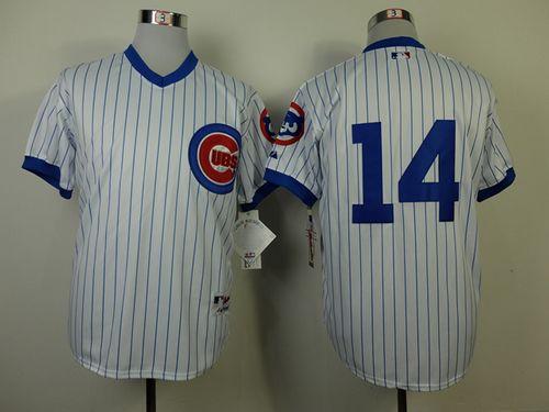 Cubs #14 Ernie Banks White 1988 Turn Back The Clock Stitched MLB Jersey - Click Image to Close